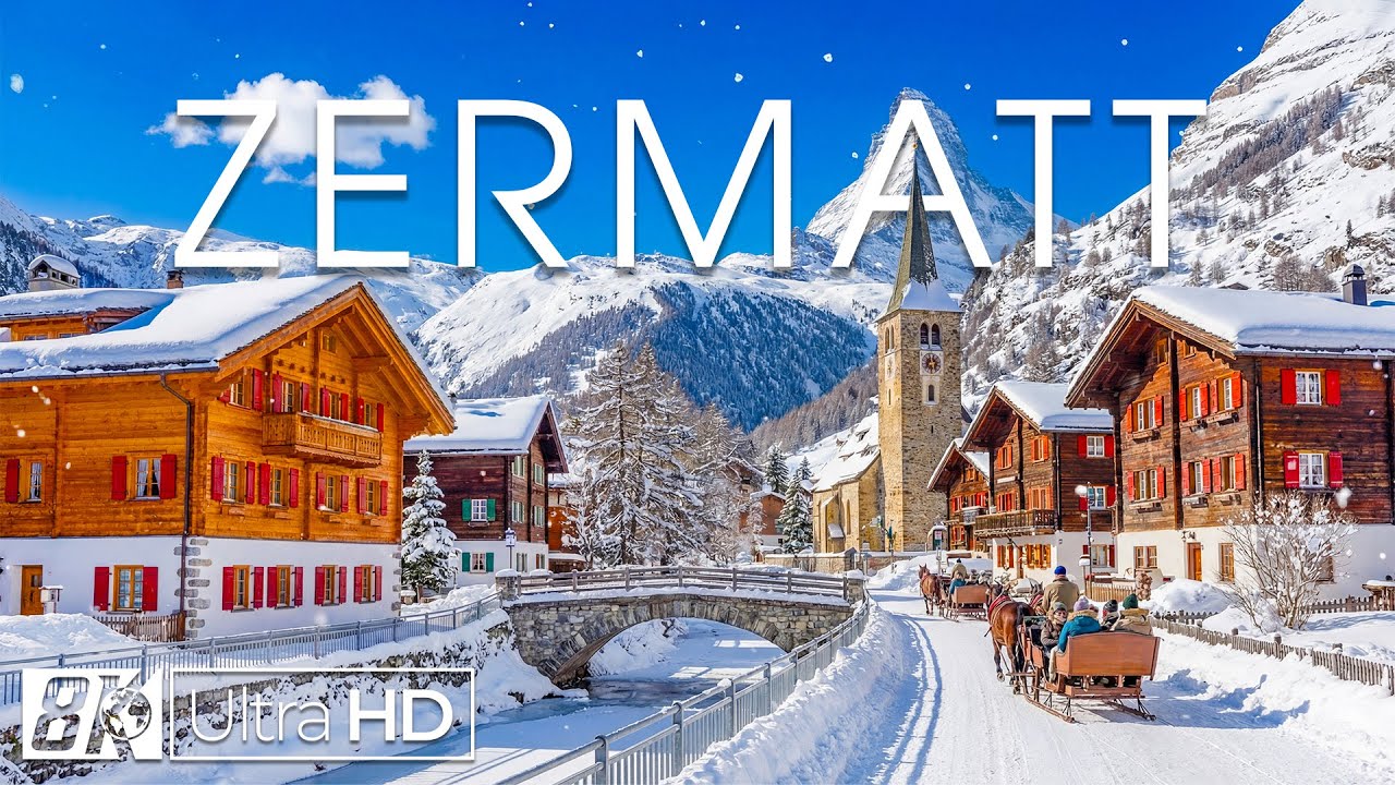 Winter in Zermatt 8K | Snow-Covered Village, Majestic Matterhorn & Alpine Tranquility