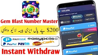 Gem Blast Number Master £200 PayPal Live Withdrawal || Earning App Review || Online Earning screenshot 5