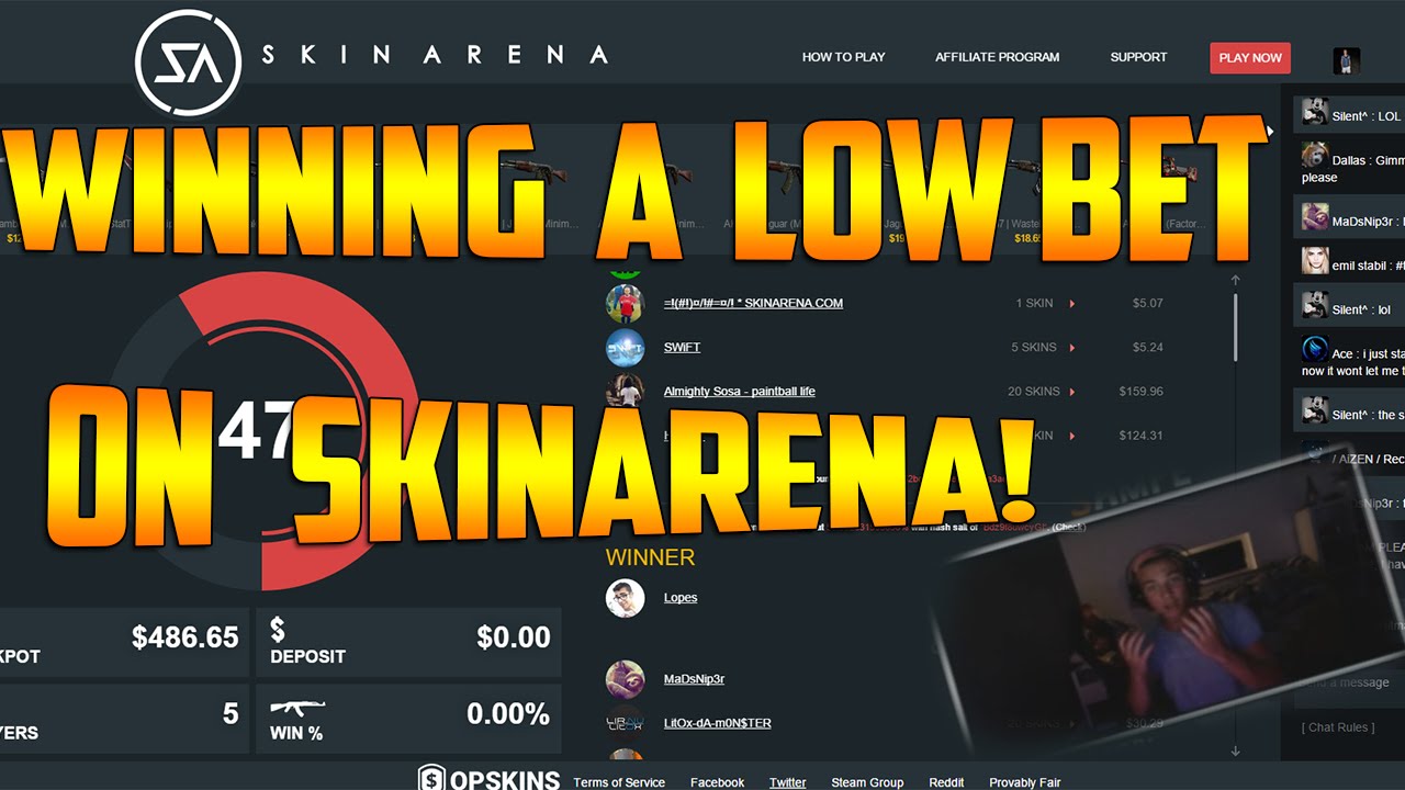 WINNING A LOW BET ON SKINARENA (While livestreaming) - YouTube