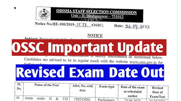 OSSC Important Update // Revised Exam Date Out // Important Update for All Aspirants