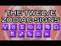 The twelve zodiac signs explained  basic meanings with illustrations
