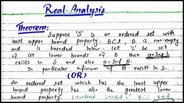 Set S has Lower Upper Bound Property has also Greatest Lower Bound Property || Real Analysis