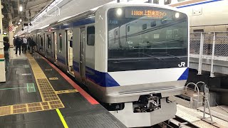 E531系カツK406編成が東海道線普通品川行きとして東京駅10番線を発車するシーン(1192M)