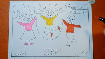 Những người bạn thân thiện - vẽ trò chơi dân gian nhảy dây | Bố cục trong tranh - vẽ bạn cùng học