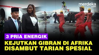 Reaksi Wapres Gibran Turun Pesawat Dikejutkan 3 Pria Beri Tarian Spesial di Afrika Selatan