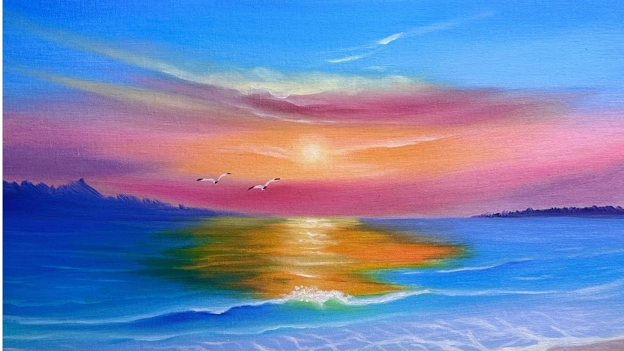 Sunset acrylic painting on canvas - Filip Petrović - Paintings & Prints,  Landscapes & Nature, Skyscapes, Sunrise & Sunset - ArtPal