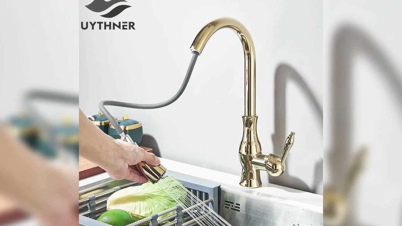 A must-have product!�Uythner Gold Polish Swivel Spout Kitchen Sink Faucet Pull Down Sprayer Fashio