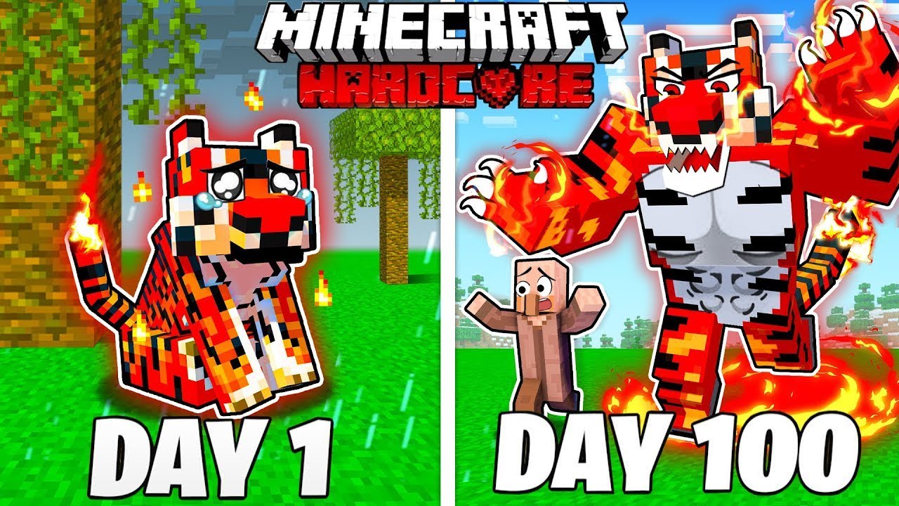 I Survived 100 Days as a FIRE TIGER in Minecraft Hardcore World ...