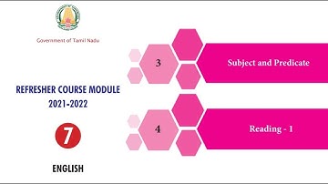 7th English Refresher Course Module 3 and 4 answer key | Subject and Predicate | Reading