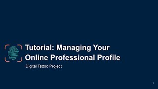 Managing Your Online Professional Profile