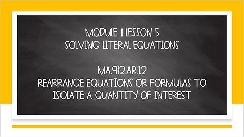 1.5 Solving Literal Equations Notes