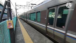 東加古川駅 普通225系0番台発車 貨物列車通過 接近メロディ 2024.01.30