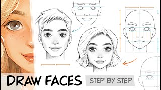 How to DRAW FACES- Easy Step by Step Beginner Guideline Tutorial