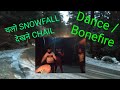 Snowfalldance with bonfire at chail
