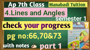 A p new syllabus class 7 |chapter 4 |Lines and Angles| Check your progress part 1|with notes|