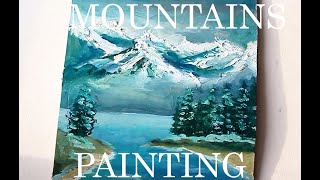 WINTER MOUNTAINS LANDSCAPE | EASY & FAST OIL PAINTING FOR BEGINNERS | DAILY ART CHALLENGE #014