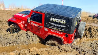 Mud Pit Mayhem: RC Nissan Patrol vs. RC Jeep Wrangler Epic Battle!