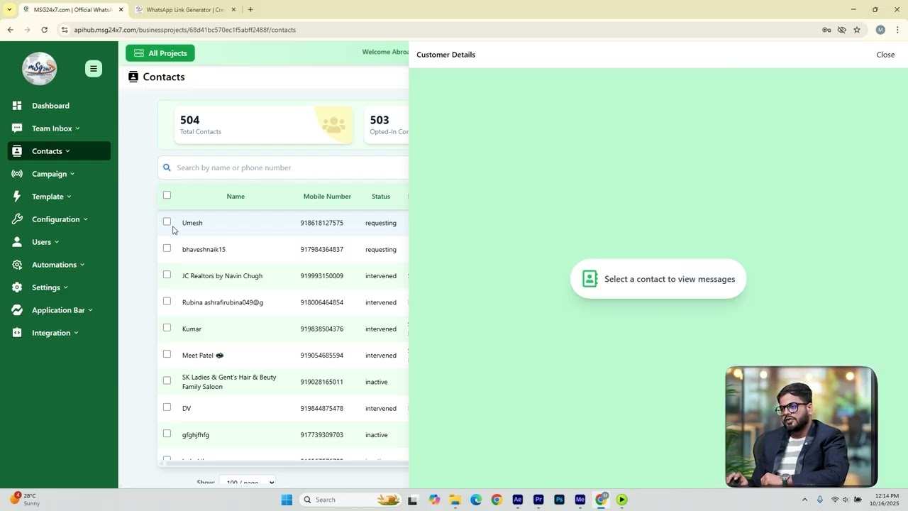 Contact Database - Auto save customer contacts, manage Customer database in one platform as a CRM.