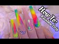 Rainbow Drip Nails | Acrylic Nail Tutorial | Realistic Practice Hand | How to do nails | Marble Nail