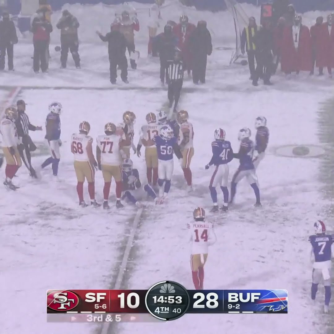 Greg Rousseau with a Fumble Recovery vs. San Francisco 49ers