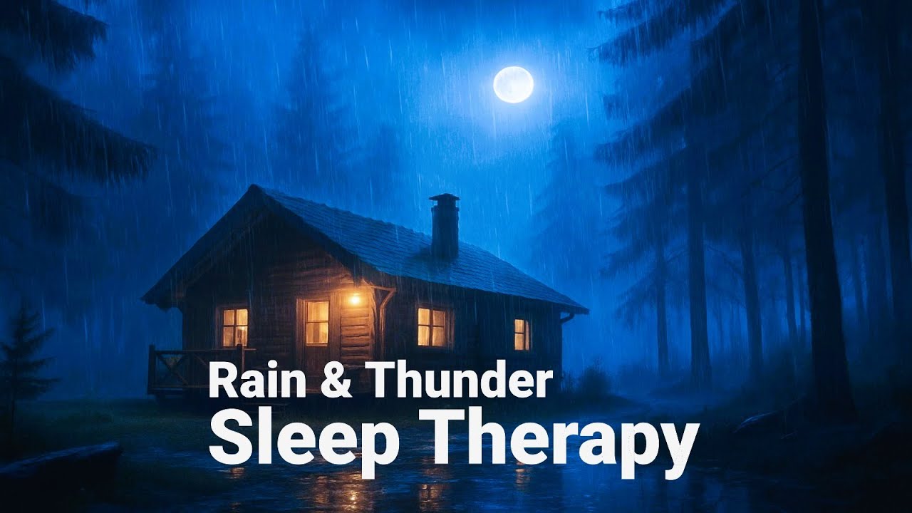 ⛈️ Heavy Rain & Thunder Sounds at Night Warm Cabin Escape Deep Sleep ...