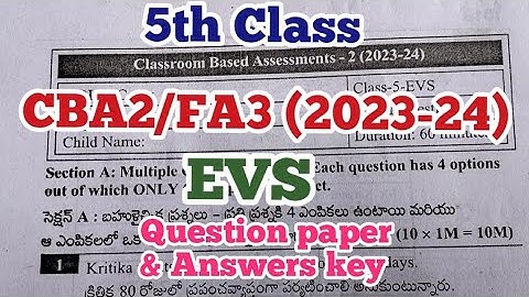 5th Class EVS/CBA1/FA3(2023-24)/Question paper & Answer key