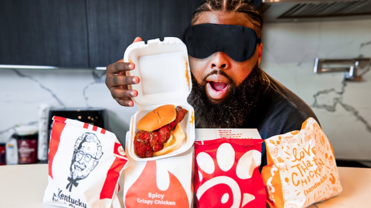 GUESSING FAST FOOD CHICKEN SANDWICHES BLINDFOLDED!