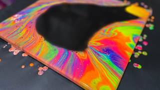 Acrylic Pouring: Rainbow Odyssey Pour with Insane Out of Control Negative Space- Unique Fluid Art