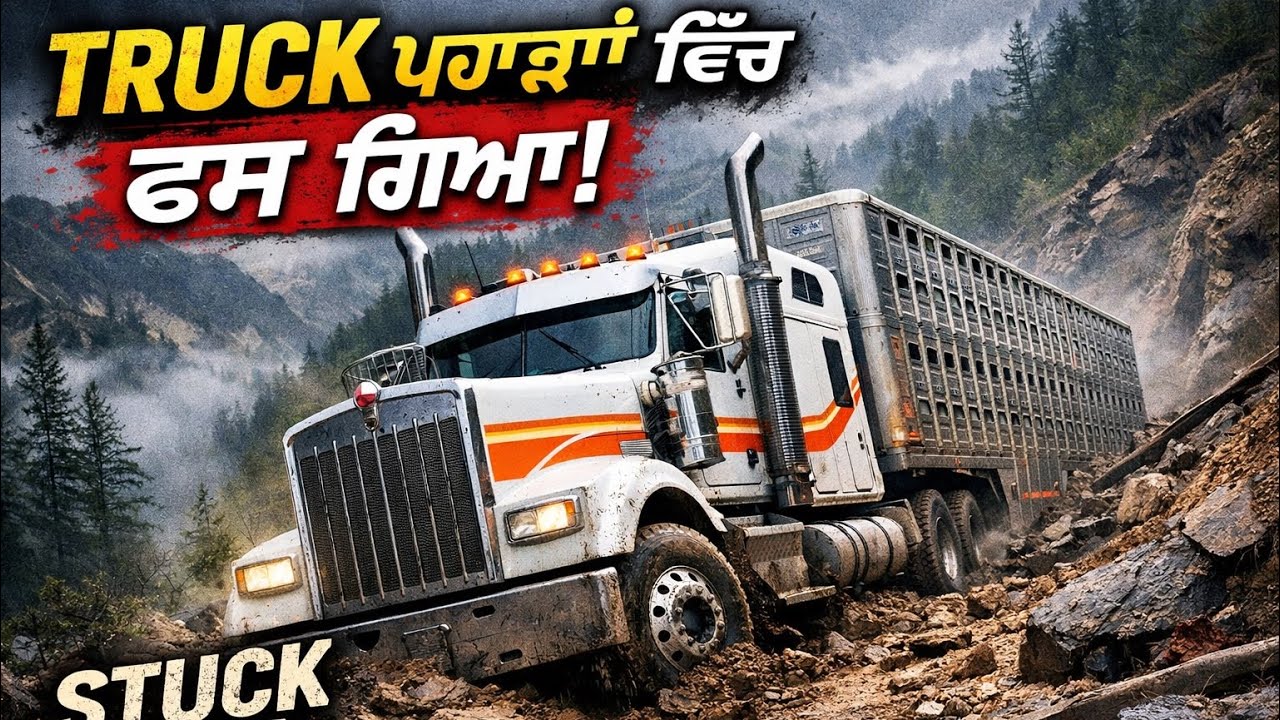 ਪਹਾੜਾਂ ‘ਚ Truck ਫਸਿਆ | White Kenworth W900 Hilly Area Disaster/ punjabi indian tractor game / FS25