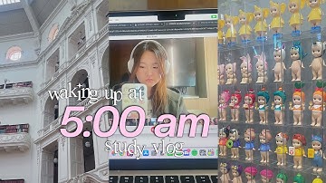 5AM STUDY VLOG ☁️☕: morning routine, aesthetic cafes, library studying, productive day in my life