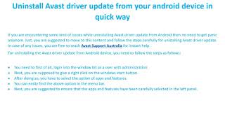 Uninstall Avast driver update from your android device in quick way