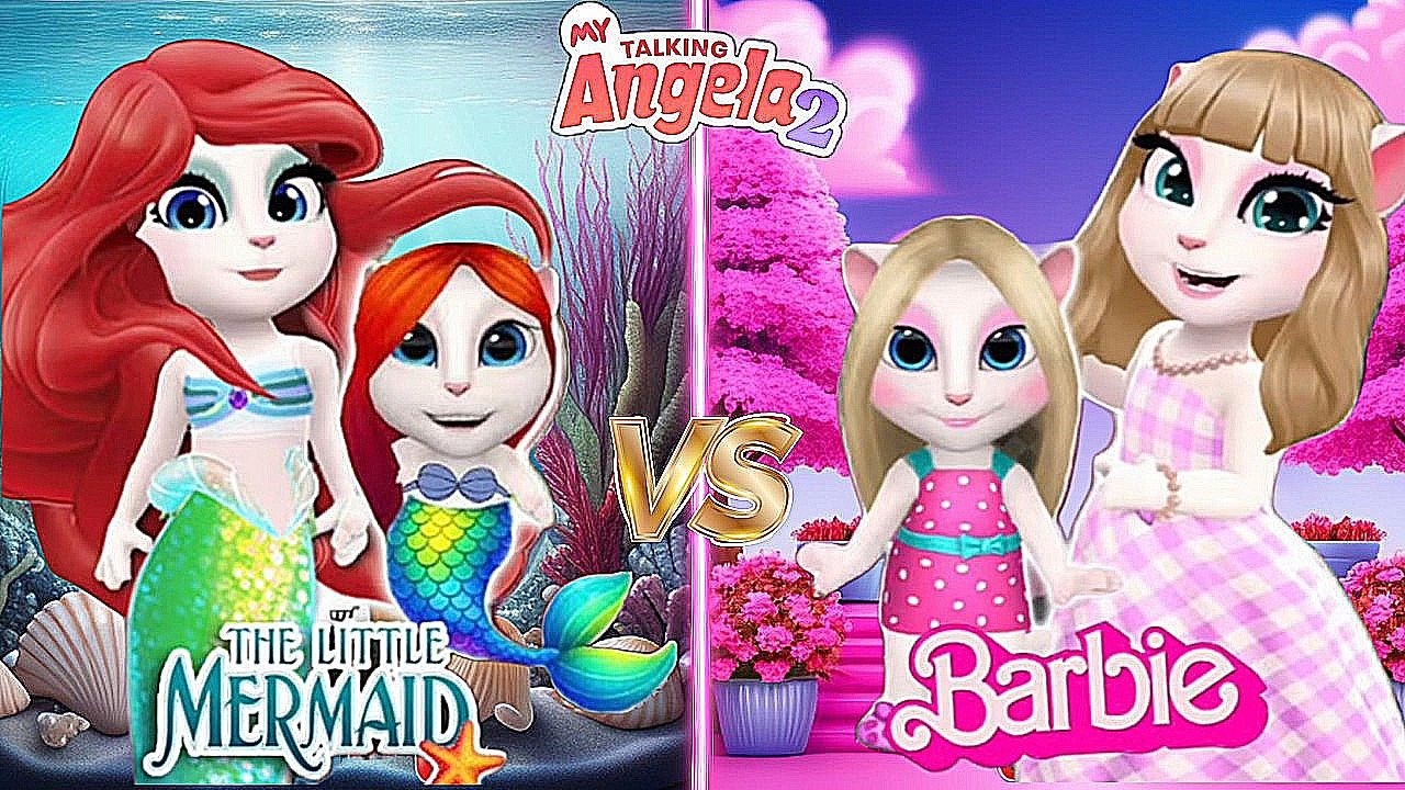 My Talking Angela’m 2 😻  Mother Barbie and Ariel with her daughters  new Update || Cosplay →
