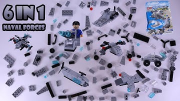 Building blocks 6 in 1, NAVAL FORCES. Review, assembly, test. Lego system.