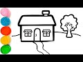 How To Draw a Cute House Drawing | Beautiful House Drawing For Kids | House Drawing Easy