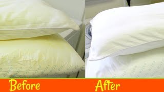 HOW TO WASH YELLOWED PILLOWS: Yellow & Flat to White & Fluffy!  |SolutionsRoom|