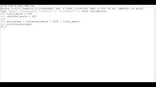 Python program : WAP to find percentage of total marks 