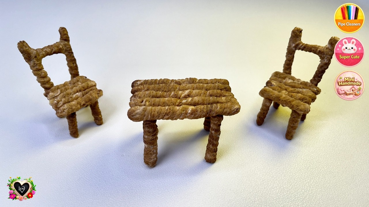 Miniature with Pipe Cleaner ✨ DIY Mini Table & Chair Set 🪑 Easy