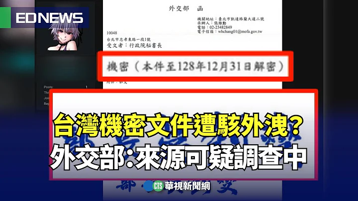 台灣機密文件遭駭外洩？外交部：來源可疑調查中｜👍小編推新聞 20240419 - 天天要聞