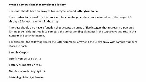 Lottery class that simulates a lottery in java
