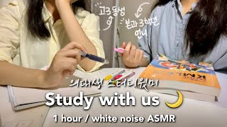 의대생 스터디윗미🌙 본과3학년 의대생 언니,고3 수험생 동생🔥1시간 백색소음 ASMR Midnight study with me, white noise ASMR