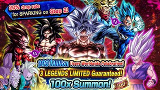 FREE 6 LEGENDS LIMITED! 100 MILLION USERS WORLDWIDE CELEBRATION TICKET SUMMON - Dragon Ball Legends