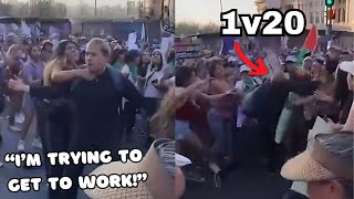 Woke Women ATTACK Peaceful Man At Feminist Protest And He Fights Everybody