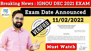 IGNOU December 2021 Exam Date Announced | Date Sheet? Hall Ticket? Promotion 2022? | OU Class