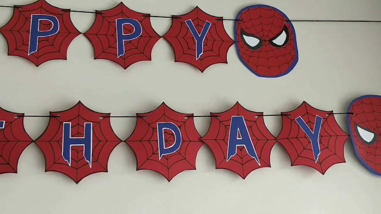 diy-spiderman-theme-birthday-banner-adorablecrafts-youtube