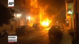 Clashes broke out on Wednesday night at an anti-austerity rally by thousands of protesters outside G