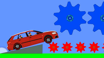 Cars vs Giant Gears - Algodoo Car Crash Test