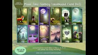 PRINTABLE CARD Deck - Moon Time Fantasy Lenormand Card Deck | Tarot Sized 2.75 x 4.75