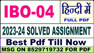 ibo 04 solved assignment 2023-24 || ibo 04 solved assignment 2024 in hindi || ignou ibo04
