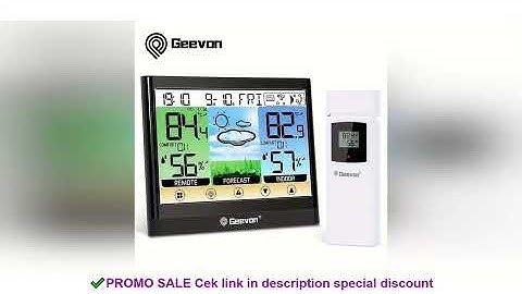 Geevon Weather Station Wireless Indoor Outdoor Thermometer Hygrometer Touch LCD Display with Alarm C