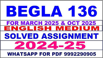 begla 136 solved assignment 2024-25 | begla 136 solved assignment in english 2025 | begla 136 24-25